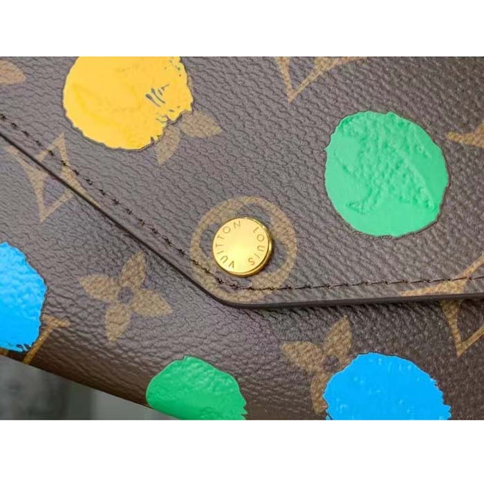 Louis Vuitton Unisex LV x YK Sarah Wallet Monogram Coated Canvas 3D Painted Dots Print