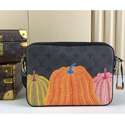 Louis Vuitton Unisex LV x YK Trio Messenger Monogram Eclipse Reverse Coated Canvas Pumpkin