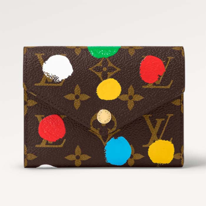 Louis Vuitton Unisex LV x YK Victorine Wallet Monogram Coated Canvas 3D Painted Dots Print