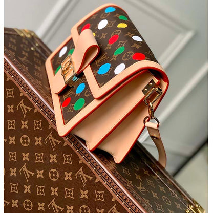 Louis Vuitton Unisex LVxYK Dauphine MM Monogram Coated Canvas 3D Painted Dots Print