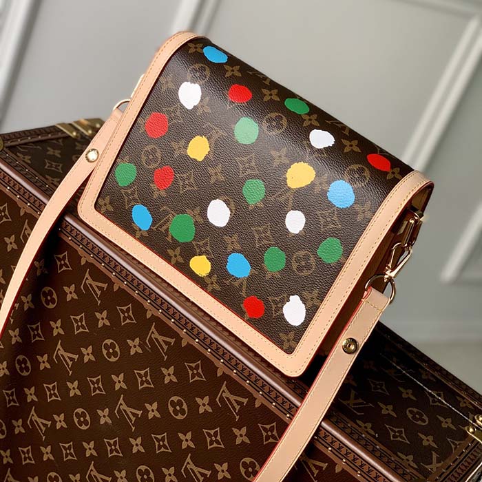 Louis Vuitton Unisex LVxYK Dauphine MM Monogram Coated Canvas 3D Painted Dots Print