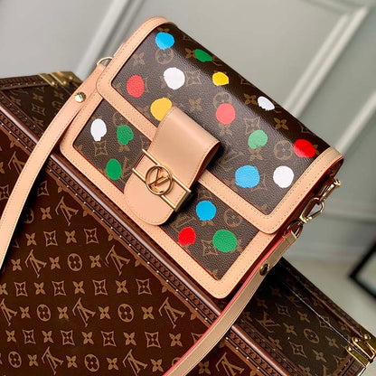 Louis Vuitton Unisex LVxYK Dauphine MM Monogram Coated Canvas 3D Painted Dots Print