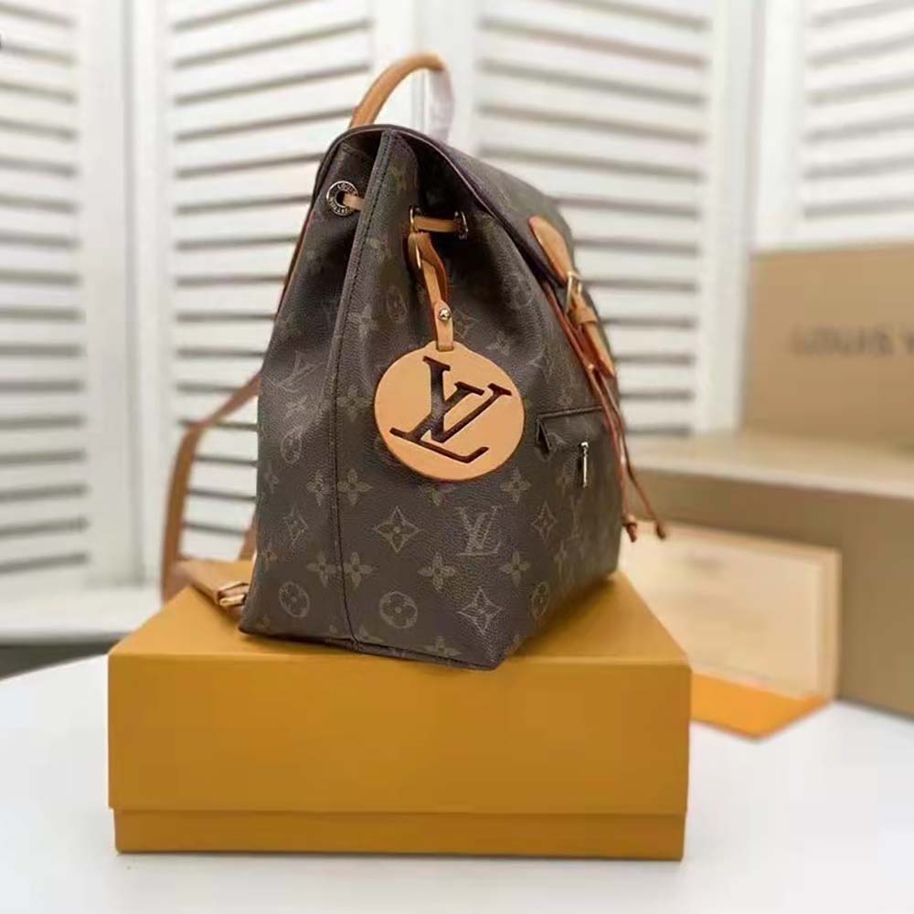 Louis Vuitton Unisex Montsouris PM Aged Natural Leather Monogram Coated Canvas