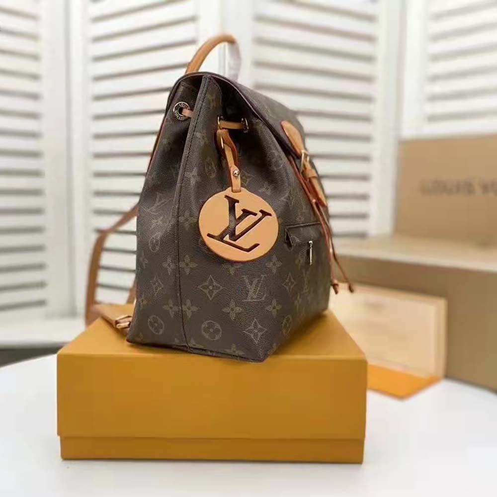 Louis Vuitton Unisex Montsouris PM Aged Natural Leather Monogram Coated Canvas