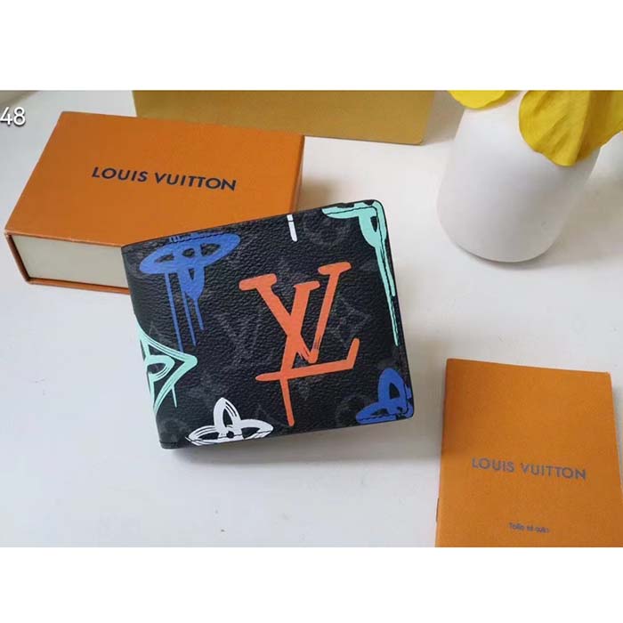 Louis Vuitton Unisex Multiple Wallet LV Graffiti Orange Coated Canvas