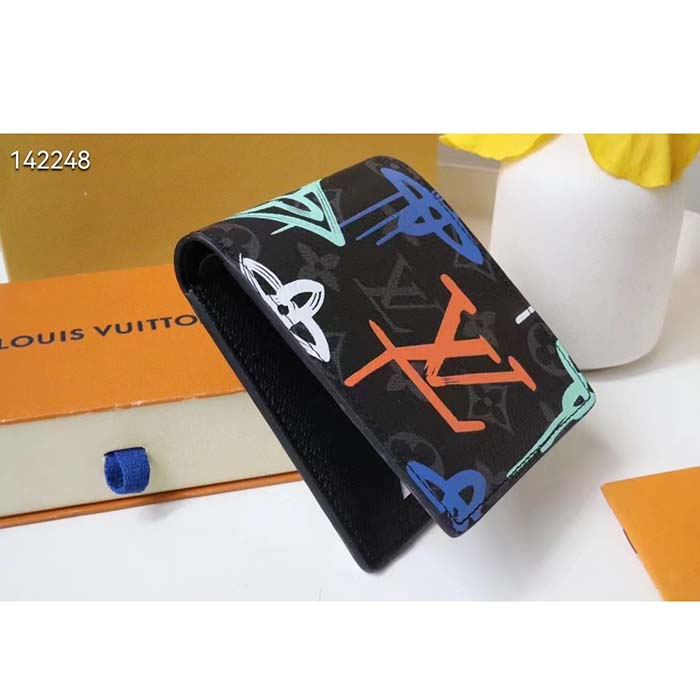 Louis Vuitton Unisex Multiple Wallet LV Graffiti Orange Coated Canvas