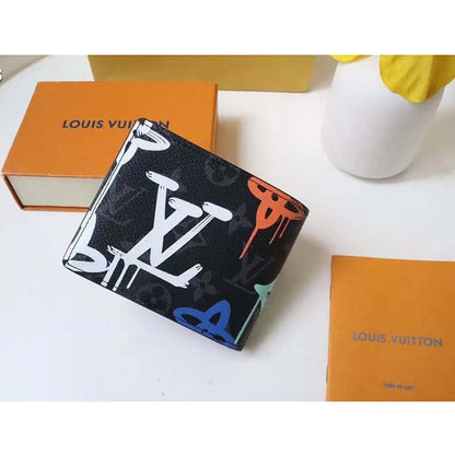 Louis Vuitton Unisex Multiple Wallet LV Graffiti Orange Coated Canvas