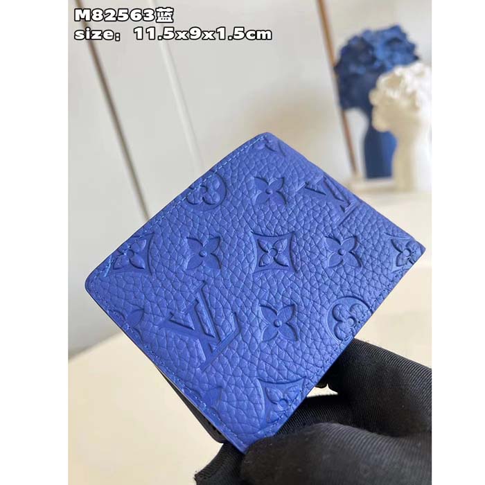 Louis Vuitton Unisex Multiple Wallet Racing Blue Embossed Taurillon Monogram Cowhide Leather