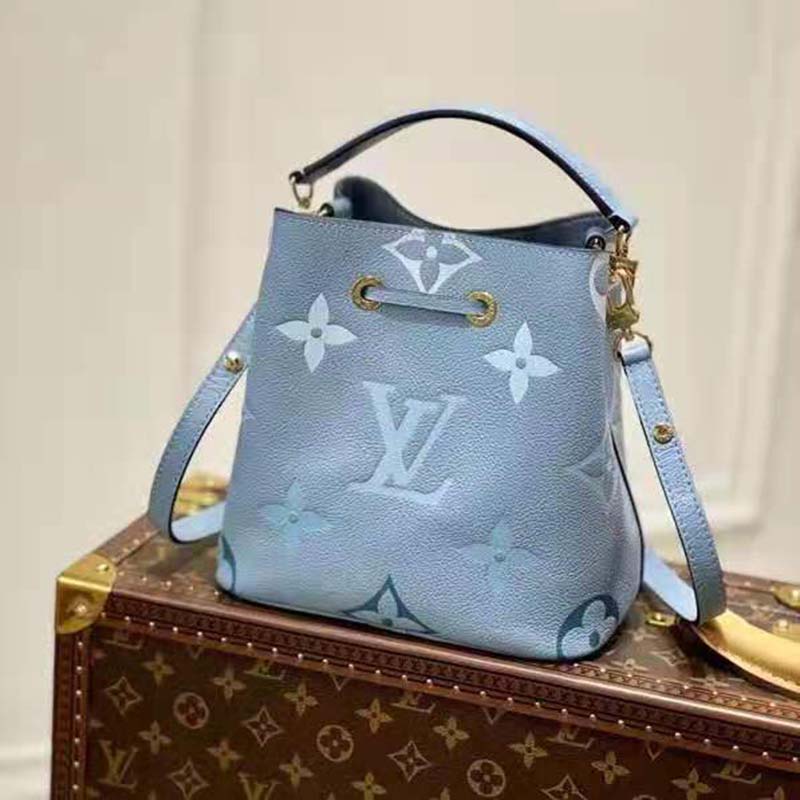 Louis Vuitton Unisex NéoNoé BB Bucket Bag Summer Blue Embossed Grained Cowhide Leather