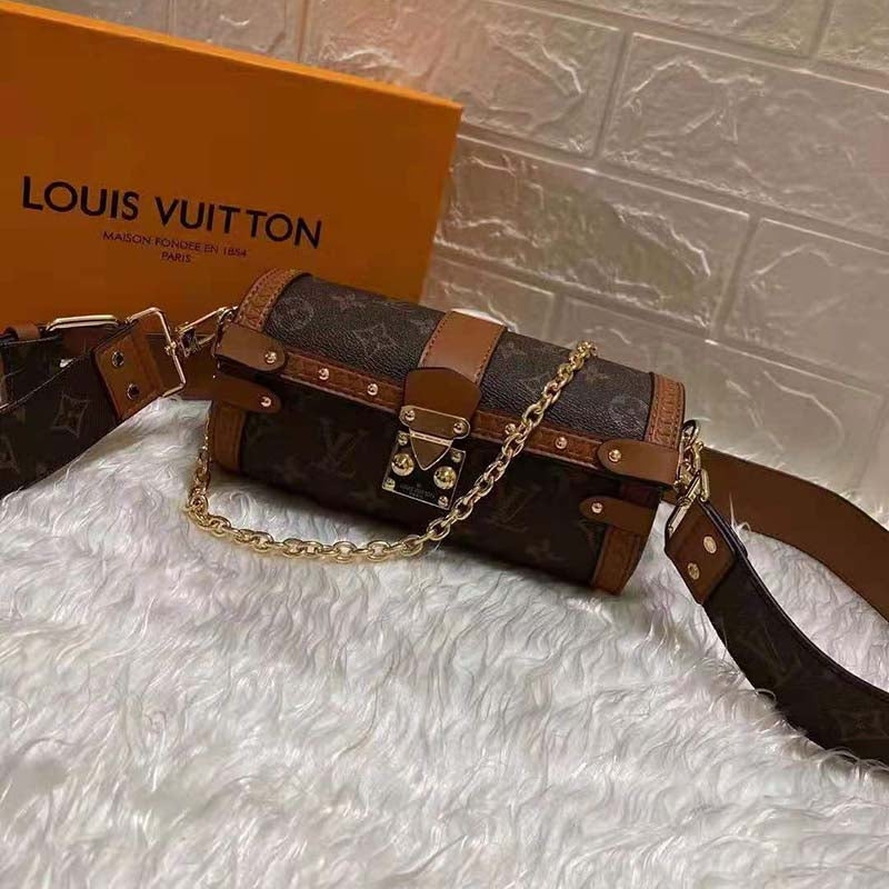 Louis Vuitton Unisex Papillon Trunk Handbag Monogram Coated Canvas Cowhide Leather