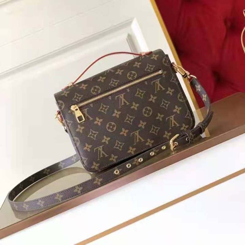 Louis Vuitton Unisex Pochette Métis Bag Monogram Coated Canvas Natural Cowhide