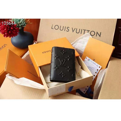 Louis Vuitton Unisex Pocket Organizer Slender Black Monogram Seal Cowhide Leather