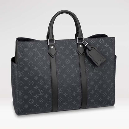 Louis Vuitton Unisex Sac Plat 24H Monogram Eclipse Coated Canvas Cowhide Leather