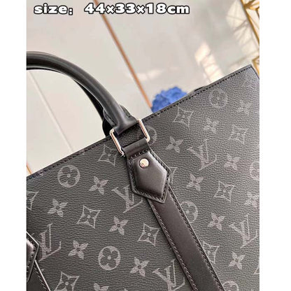 Louis Vuitton Unisex Sac Plat 24H Monogram Eclipse Coated Canvas Cowhide Leather