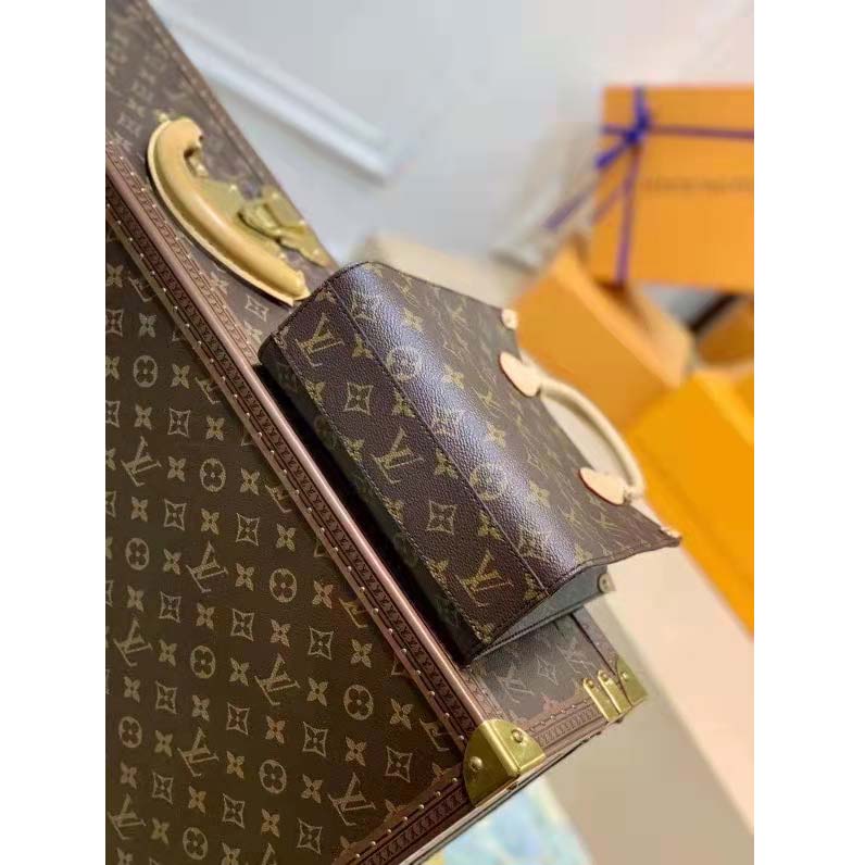 Louis Vuitton Unisex Sac Plat BB Handbag Monogram Coated Canvas Textile Lining