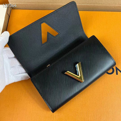 Louis Vuitton Unisex Twist Wallet Black Gold Epi Grained Cowhide Leather