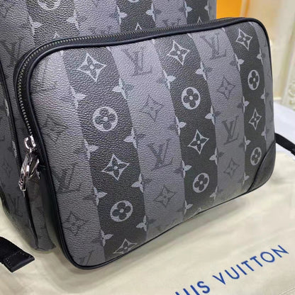 Louis Vuitton Unisex Utilitary Backpack Black Monogram Stripes Eclipse Coated Canvas