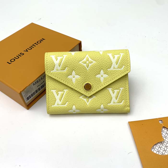 Louis Vuitton Unisex Victorine Wallet Lemon Yellow Monogram Empreinte Embossed Supple Grained Cowhide