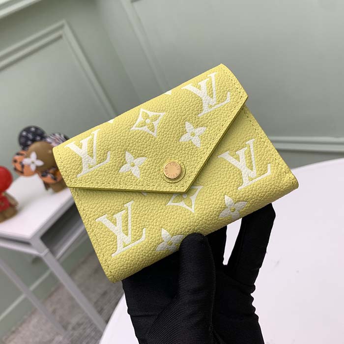 Louis Vuitton Unisex Victorine Wallet Lemon Yellow Monogram Empreinte Embossed Supple Grained Cowhide