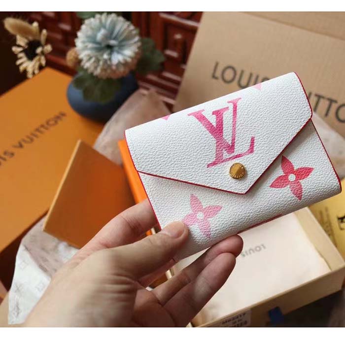 Louis Vuitton Unisex Victorine Wallet Pink Monogram Coated Canvas Bill Pocket