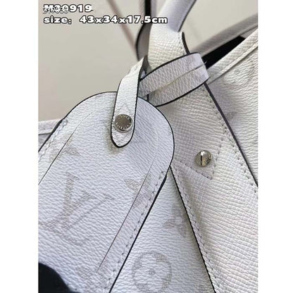 Louis Vuitton Unisex Weekend Tote NM Optic White Monogram Coated Canvas Taiga Cowhide