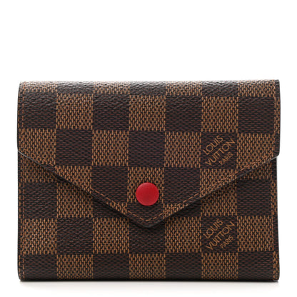LOUIS VUITTON Damier Ebene Victorine Wallet Red