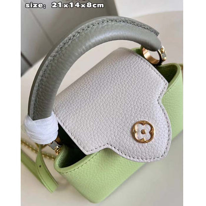 Louis Vuitton Women Capucines Mini Green Taurillon Cowhide Leather Gold-Color Hardware