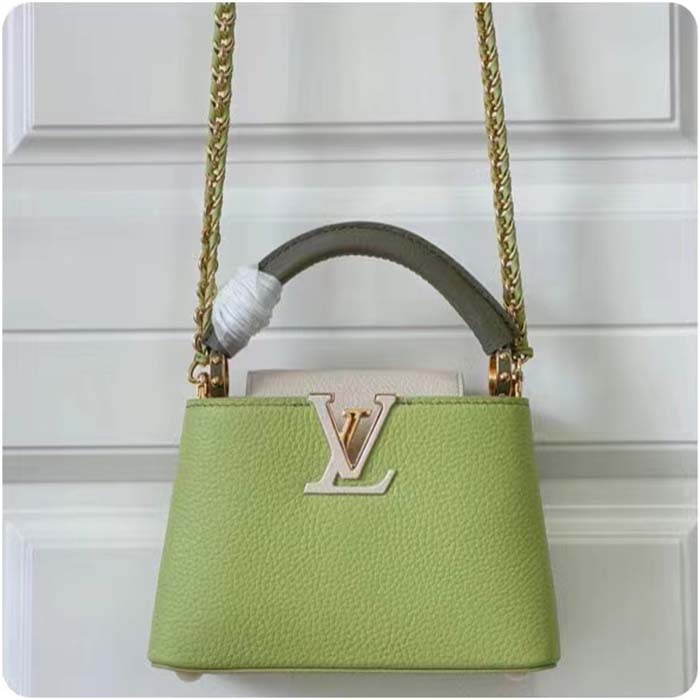 Louis Vuitton Women Capucines Mini Green Taurillon Cowhide Leather Gold-Color Hardware