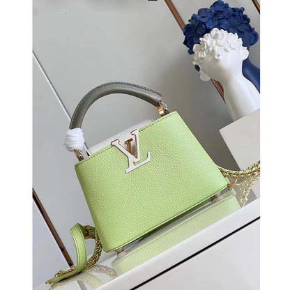 Louis Vuitton Women Capucines Mini Green Taurillon Cowhide Leather Gold-Color Hardware