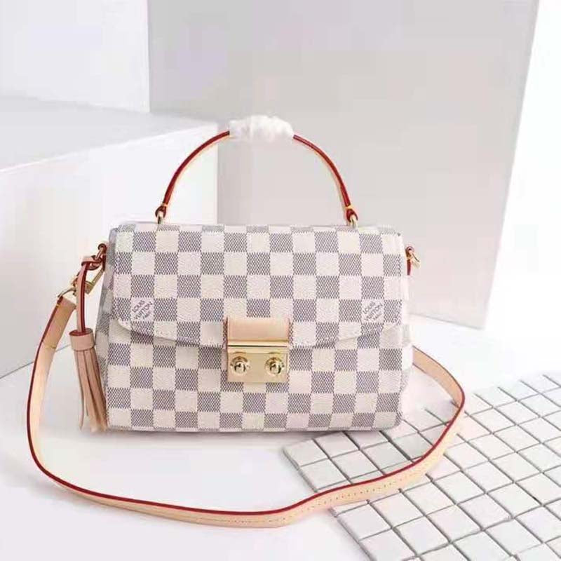 Louis Vuitton Women Croisette Damier Azur Coated Canvas Smooth Cowhide Leather