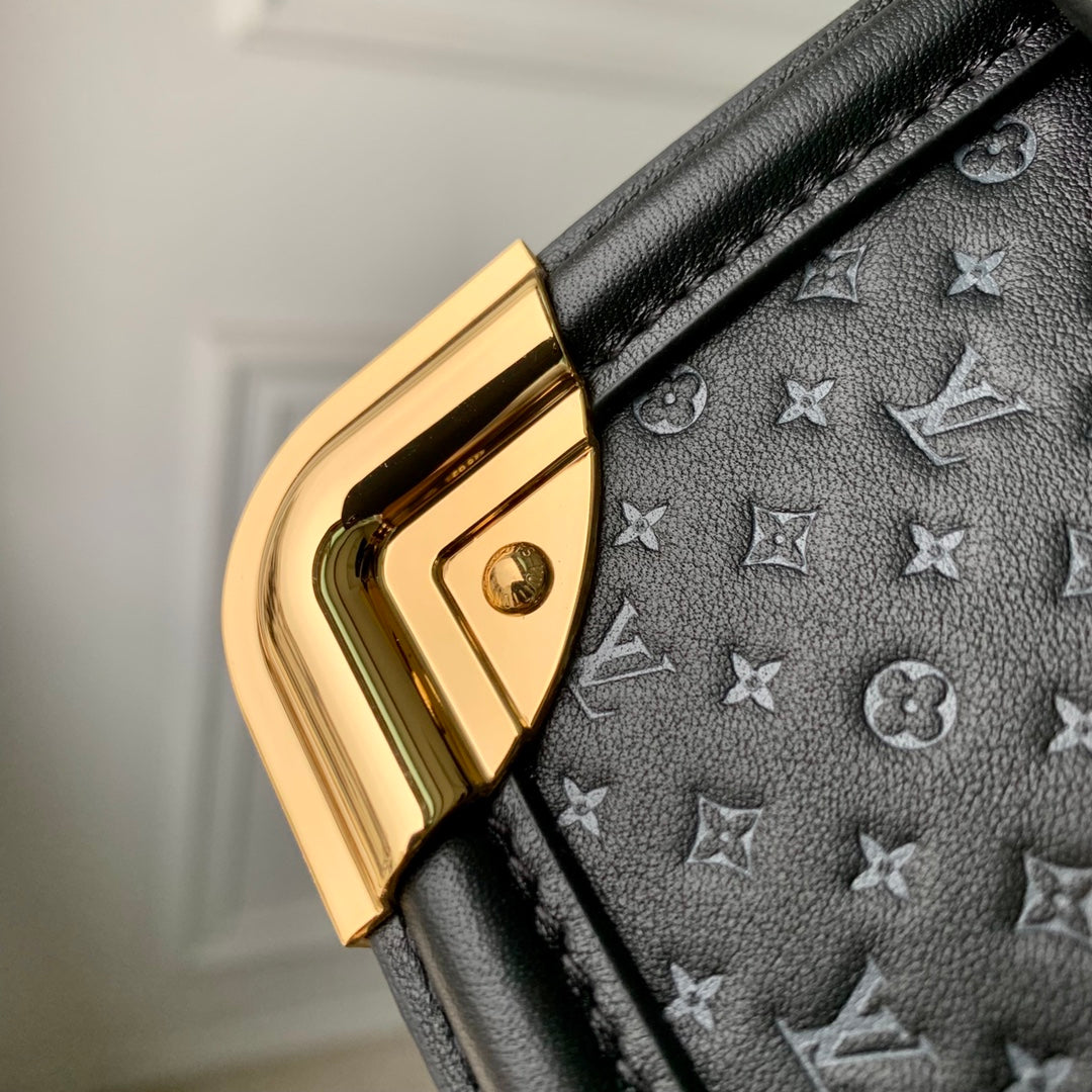 Louis Vuitton Women Dauphine MM Handbag Black Calfskin Leather