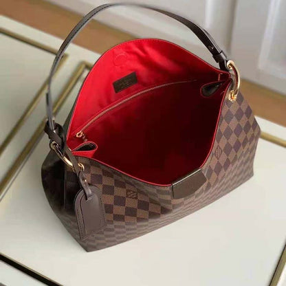 Louis Vuitton Women Graceful PM Hobo Brown Damier Ebene Coated Canvas