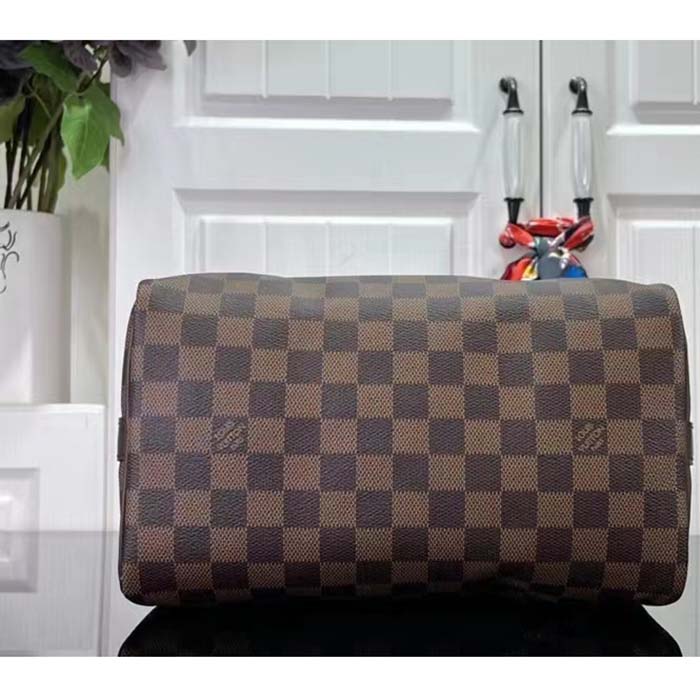 Louis Vuitton Women LV Braided Speedy 25 Handbag Damier Ebene Coated Canvas