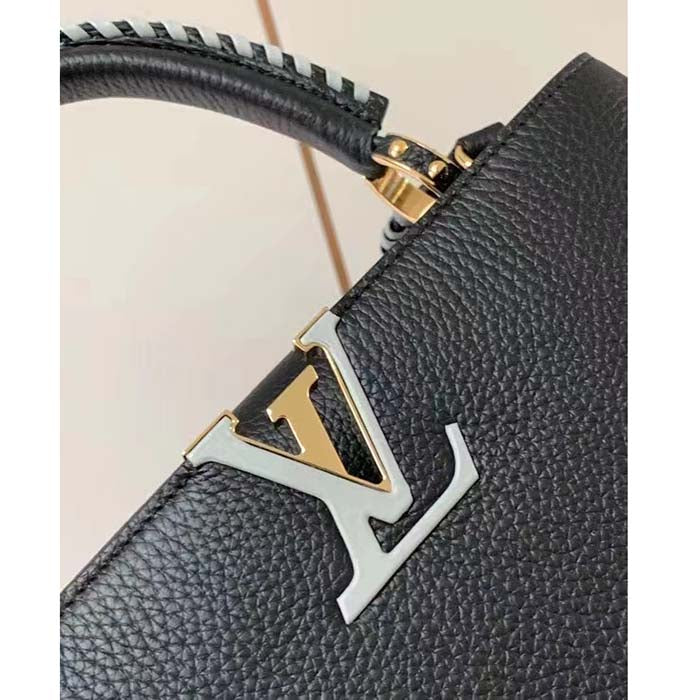 Louis Vuitton Women LV Capucines MM Black Etain Metallic Gray Taurillon Leather