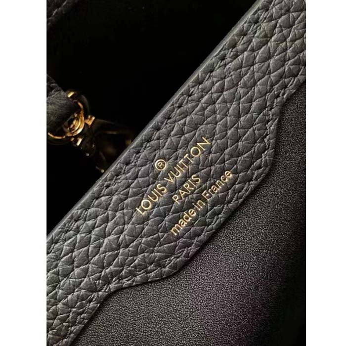 Louis Vuitton Women LV Capucines MM Black Etain Metallic Gray Taurillon Leather