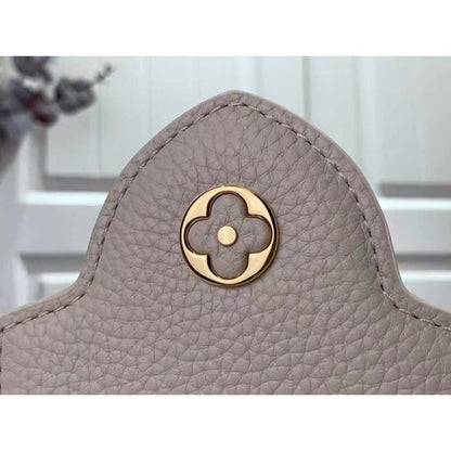 Louis Vuitton Women LV Capucines Mini Handbag Quartz White Taurillon Leather Cowhide