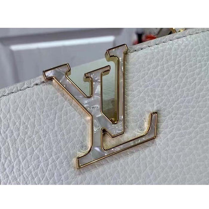 Louis Vuitton Women LV Capucines Mini Handbag Snow White Taurillon Leather Cowhide