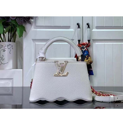 Louis Vuitton Women LV Capucines Mini Handbag Snow White Taurillon Leather Cowhide