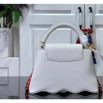 Louis Vuitton Women LV Capucines Mini Handbag Snow White Taurillon Leather Cowhide