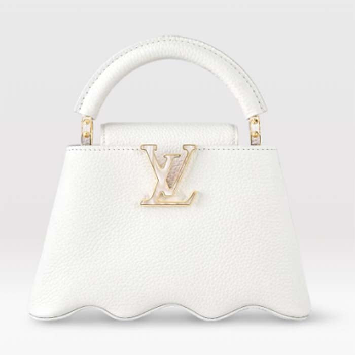 Louis Vuitton Women LV Capucines Mini Handbag Snow White Taurillon Leather Cowhide