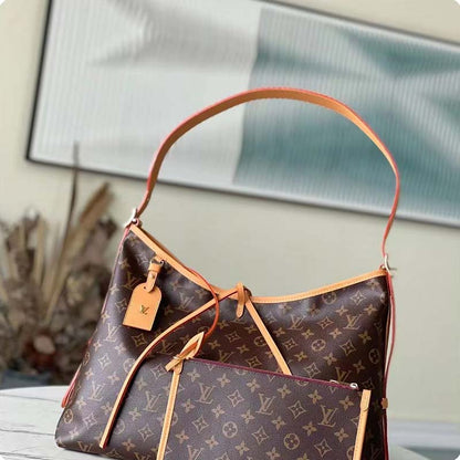 Louis Vuitton Women LV CarryAll MM Handbag Brown Monogram Coated Canvas