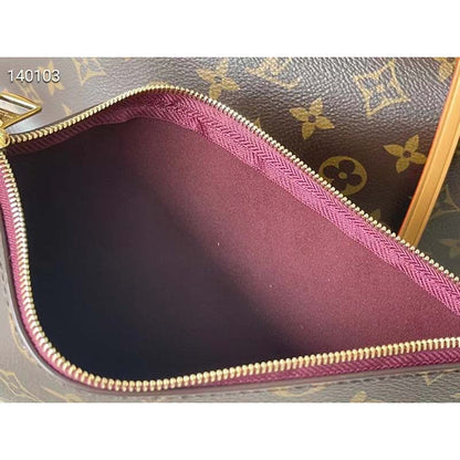 Louis Vuitton Women LV CarryAll MM Handbag Brown Monogram Coated Canvas