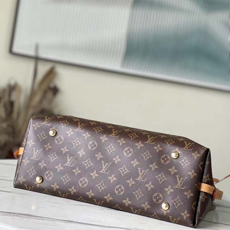 Louis Vuitton Women LV CarryAll MM Handbag Brown Monogram Coated Canvas