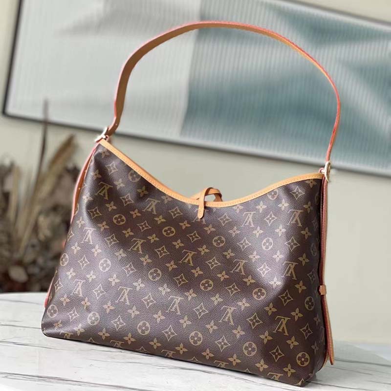 Louis Vuitton Women LV CarryAll MM Handbag Brown Monogram Coated Canvas