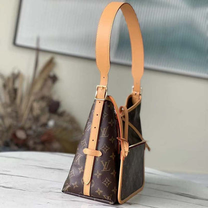 Louis Vuitton Women LV CarryAll PM Handbag Brown Monogram Coated Canvas