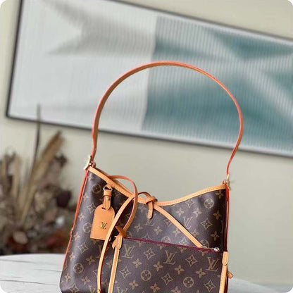 Louis Vuitton Women LV CarryAll PM Handbag Brown Monogram Coated Canvas