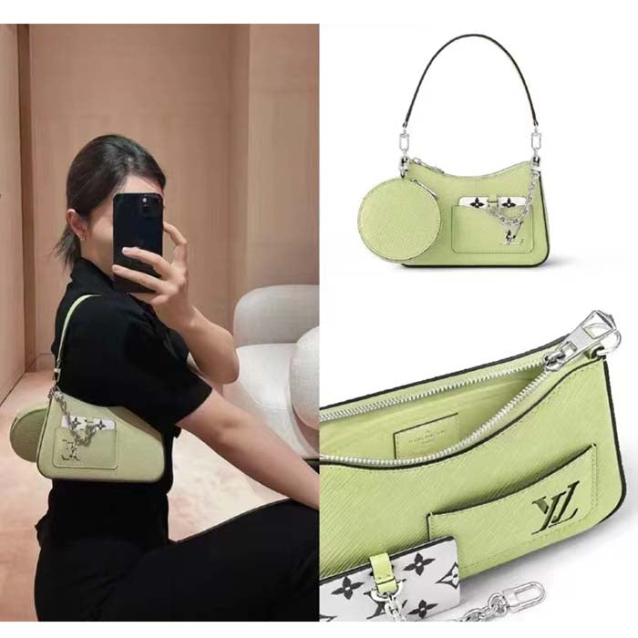 Louis Vuitton Women LV Marellini Handbag Vert Noto Green Epi Grained Smooth Cowhide Leather