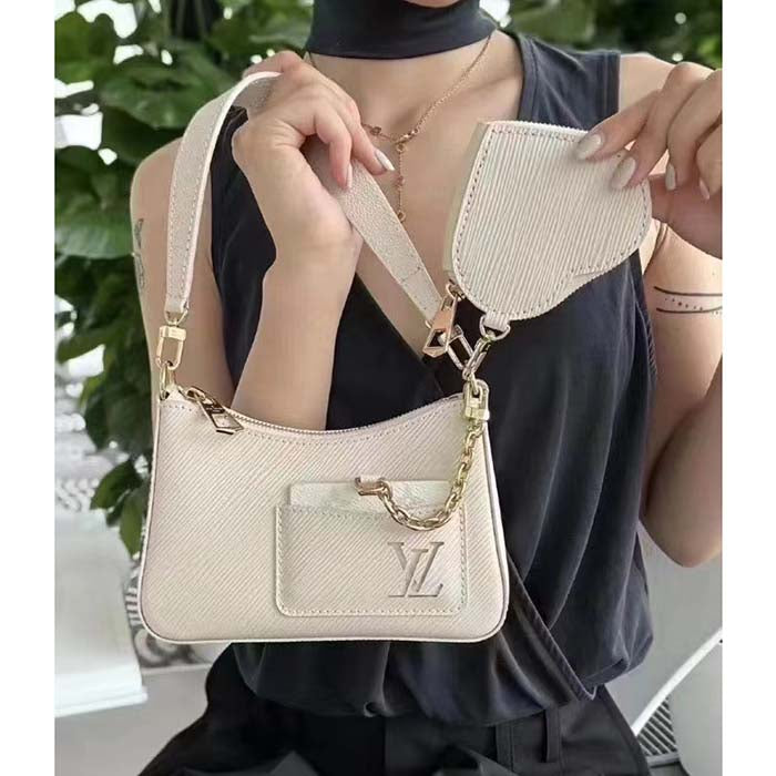 Louis Vuitton Women LV Marellini Handbag White Quartz Epi Grained Cowhide Leather