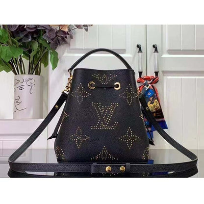 Louis Vuitton Women LV Néonoé BB Black Monogram Empreinte Grained Cowhide Leather Studs