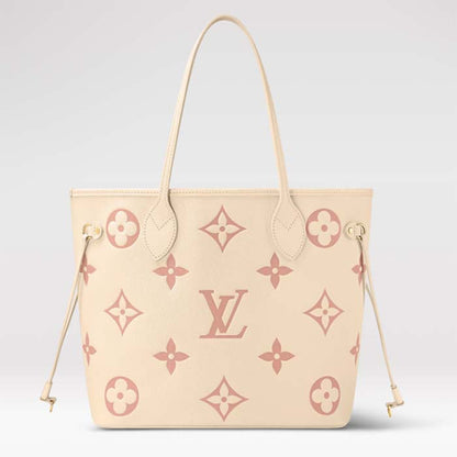 Louis Vuitton Women LV Neverfull MM Tote Pink Embossed Supple Grained Cowhide Leather